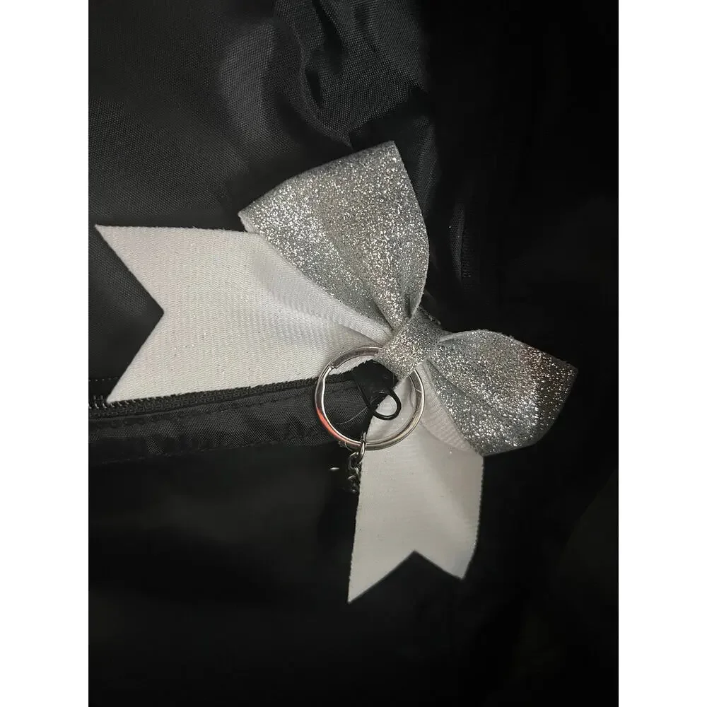New Black Glitter Cheer Coach Backpack Megaphone Embroidered Pom Pom Keychain